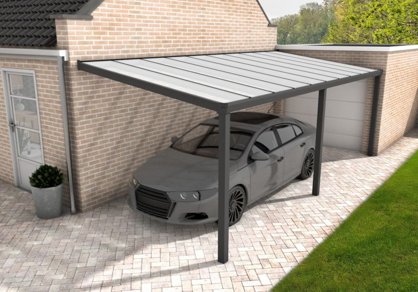 Carport Velvetline - Polycarbonaat dak - 300x500 cm - wit of antraciet