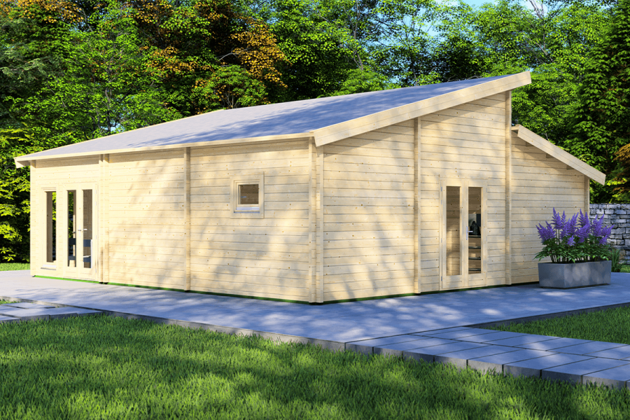 Chalet Lorenzo 930x810 cm - 68mm dikte - incl. houten binnenvloer