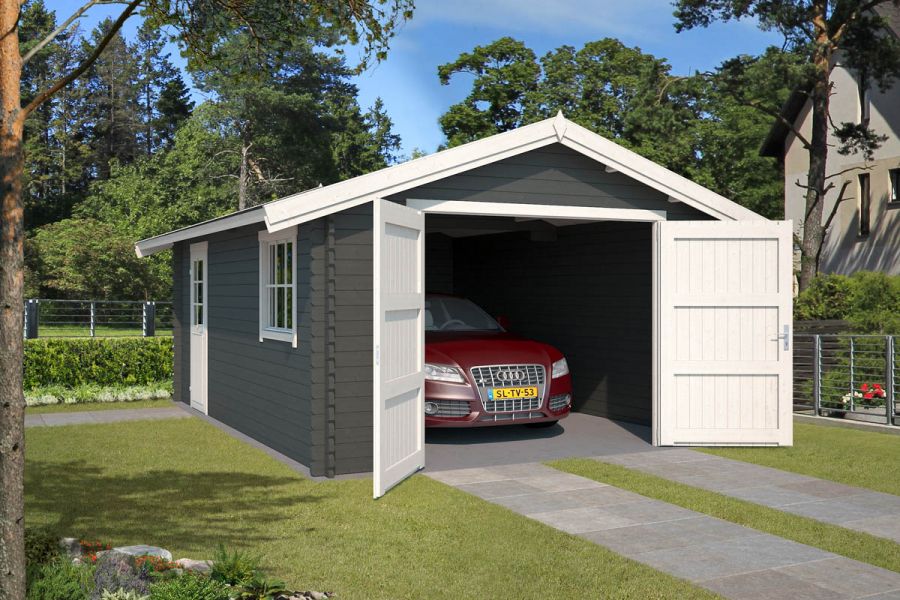 Garage Yarik 400x560 cm - Carbon Grey-Wit gecoat