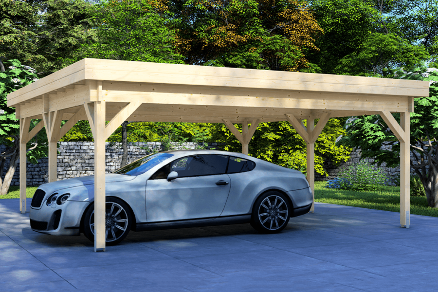 Dubbele carport 600x500 cm plat dak