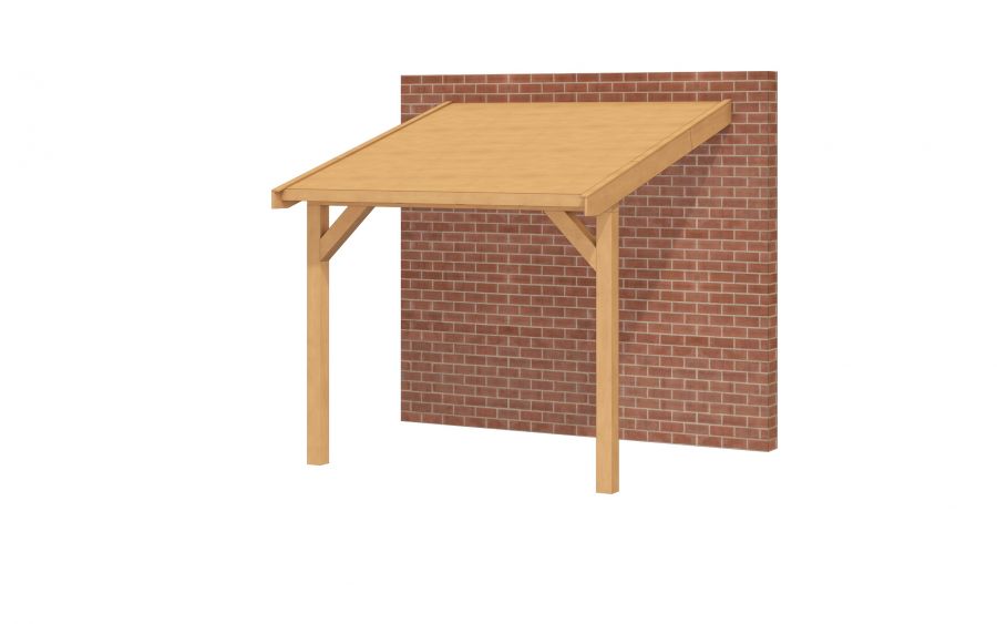 Aanbouwveranda OBLIQUE Schuin dak - 300x300 cm - Dakbeplanking