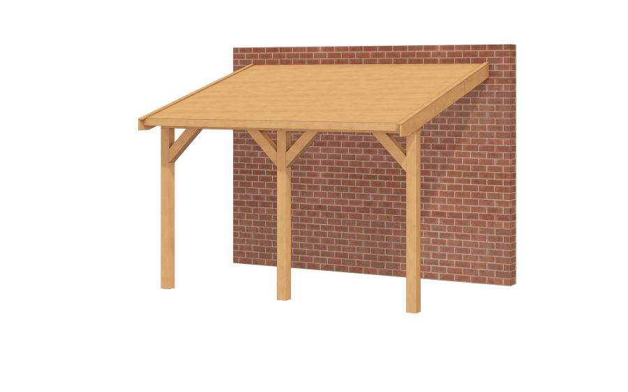 Aanbouwveranda OBLIQUE Schuin dak - 400x300 cm - Dakbeplanking