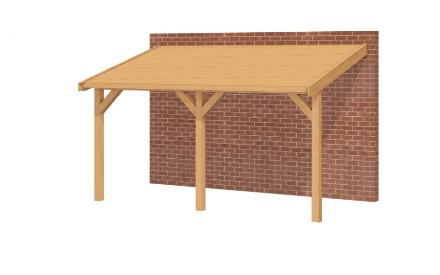 Aanbouwveranda OBLIQUE Schuin dak - 500x300 cm - Dakbeplanking