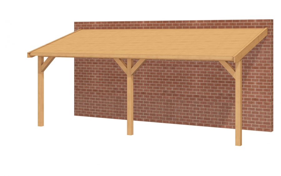 Aanbouwveranda OBLIQUE Schuin dak - 700x350 cm - Dakbeplanking