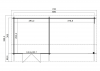 Blokhut Maribel 680x300 cm - Carbon Grey-Wit gecoat plattegrond