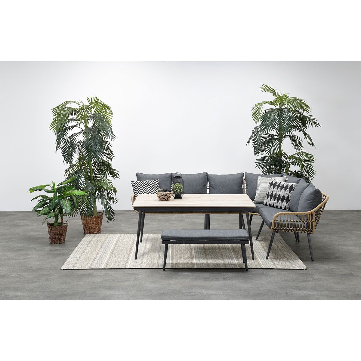 Margriet loungediningset - 6-delig carbon black - natural - mystic grey