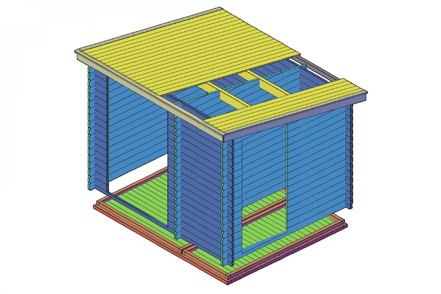 Blokhut 3025L+ 300x250 cm - exterieur gecoat