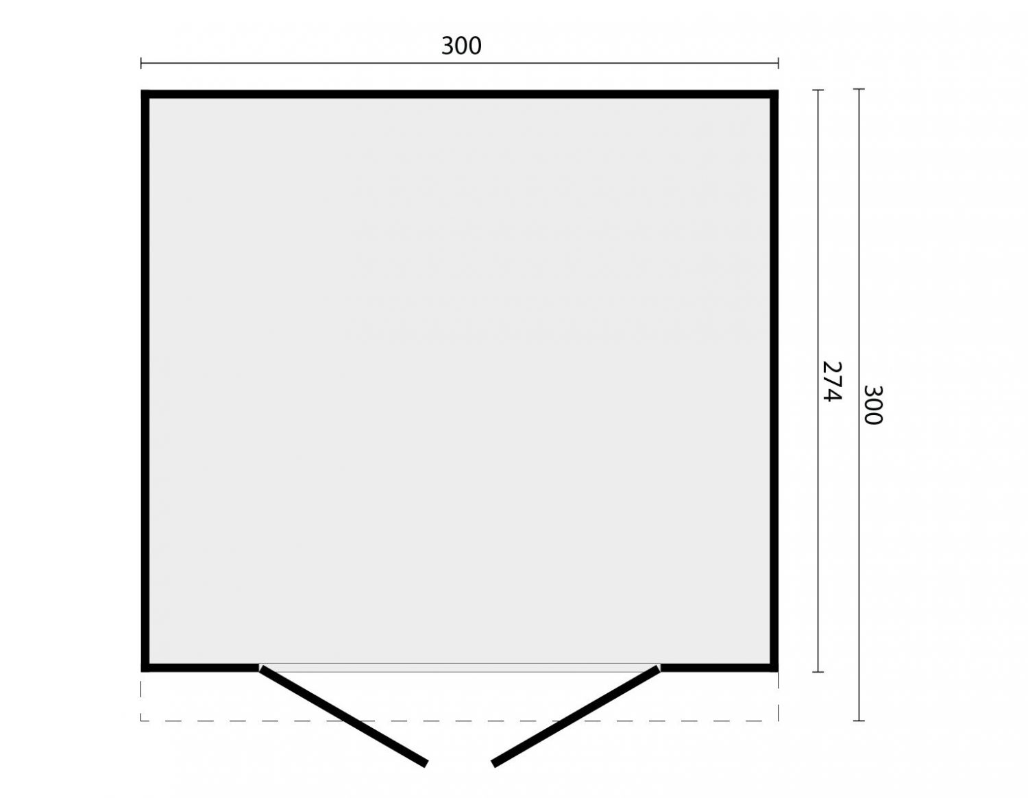 DHZ berging Almelo 300x300 cm incl. dubbele deur, verticale wanden zwart geïmpregneerd