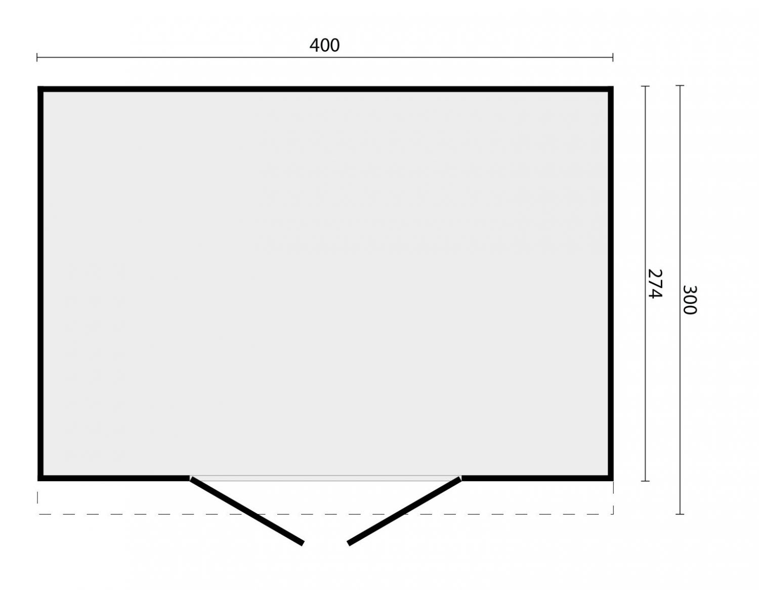 DHZ berging Enter 400x300 cm incl. dubbele deur, horizontale wanden zwart geïmpregneerd