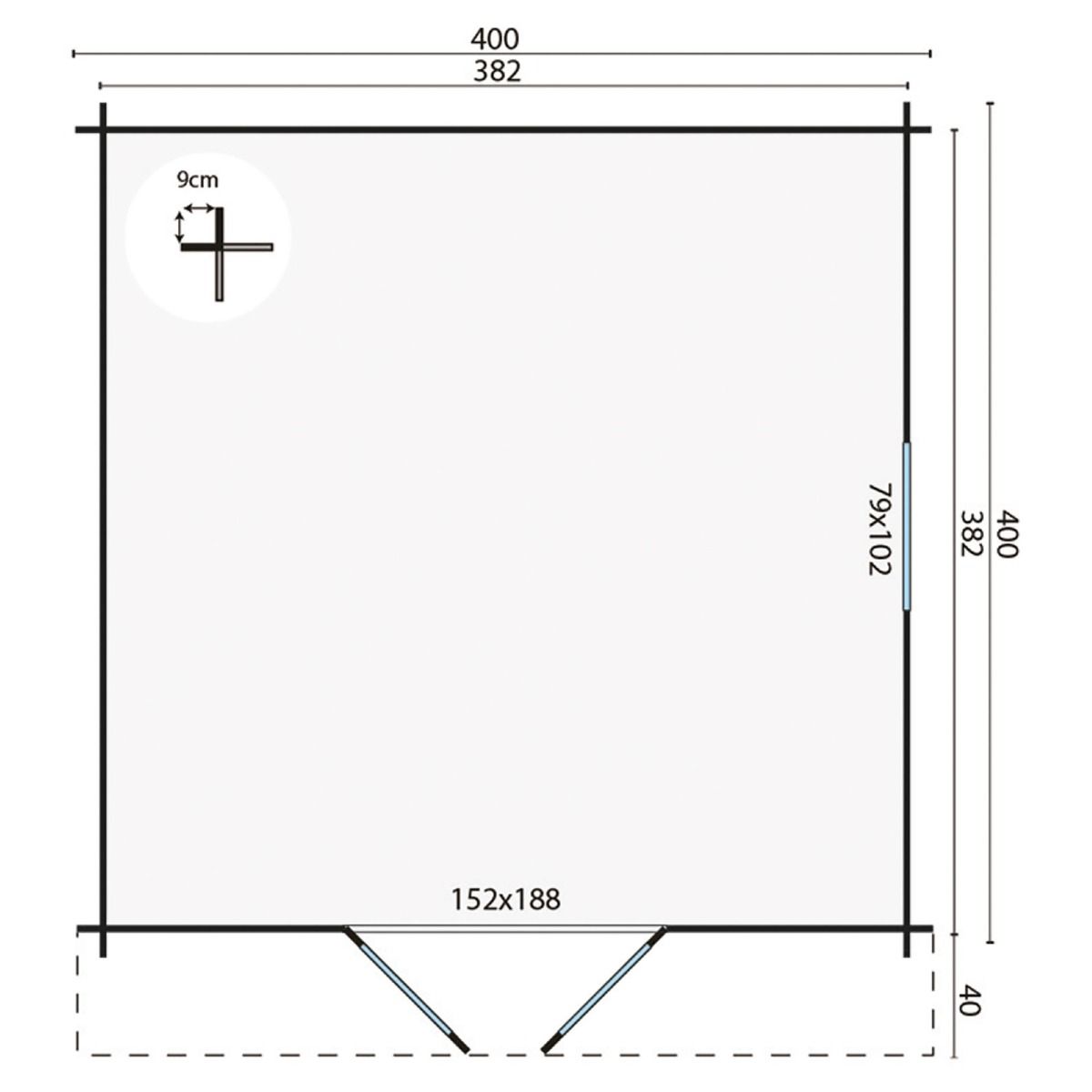 Blokhut Gunda 400x400 cm - Groen geïmpregneerd