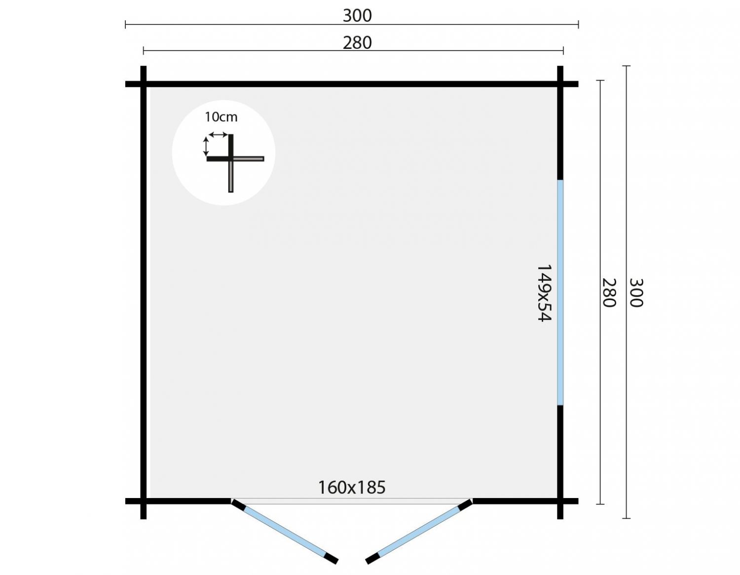 Blokhut  Jamie | 40 mm | onbehandeld | 300x300 cm