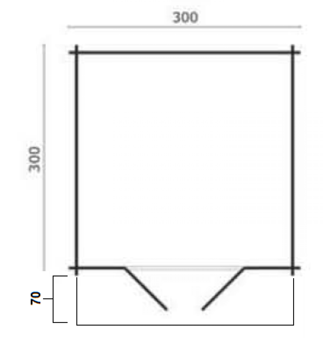 Blokhut Albacete 300x300 cm + luifel 70 cm - grijs geïmpregneerd