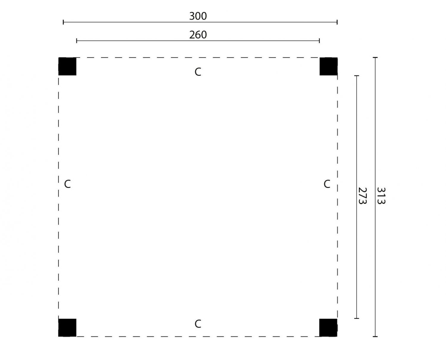 Red Class Wood DHZ overkapping Renesse 300x313 cm basis incl. schroefpakket