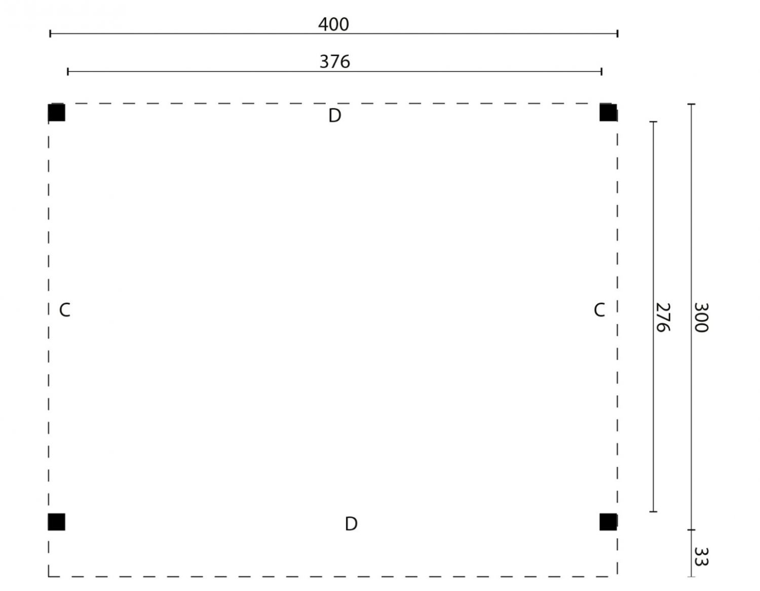 Red Class DHZ overkapping Zoutelande 400x330 cm basis incl. schroefpakket