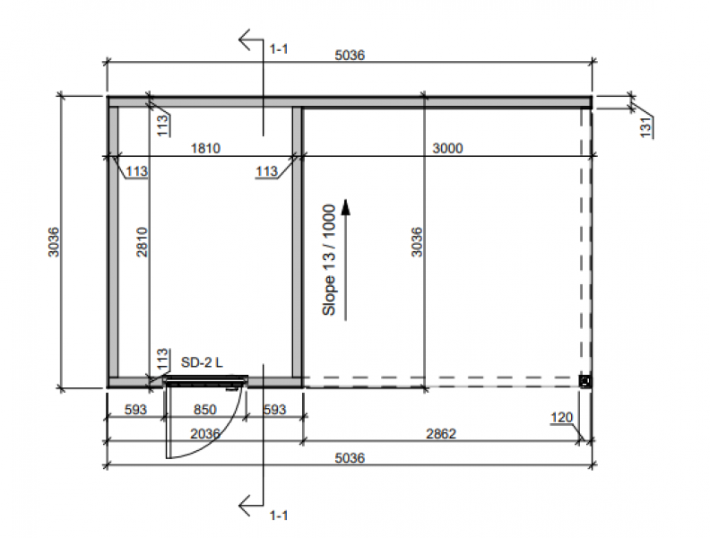 Poolhouse Trendy 200x300 cm + luifel 300 cm - compleet zwart gecoat