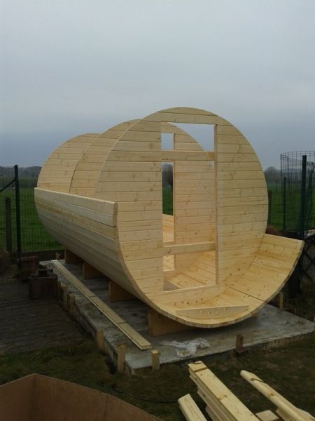 Barrelsauna Ø215x400 cm  - Vurenhout boven open