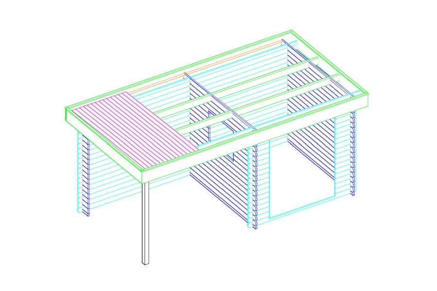 Blokhut 2526Z 250x250 cm + zijluifel 250x250 cm