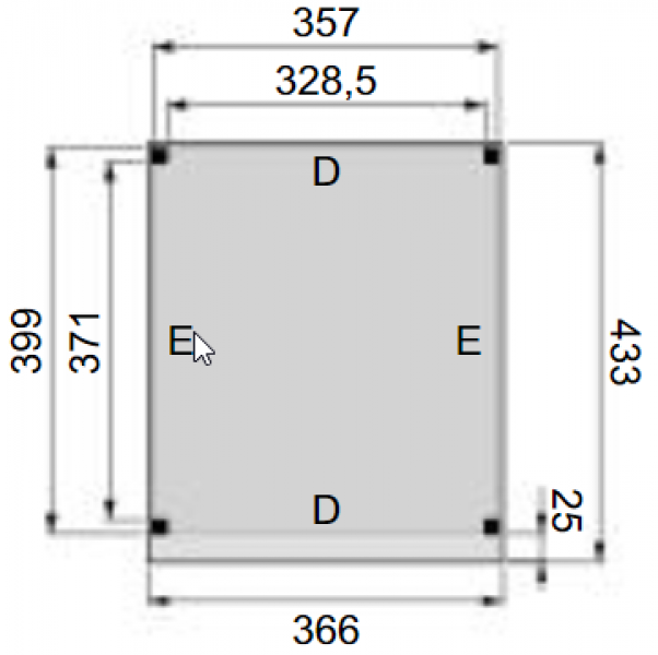 Plattegrond overkapping Premium L 360x400 cm 