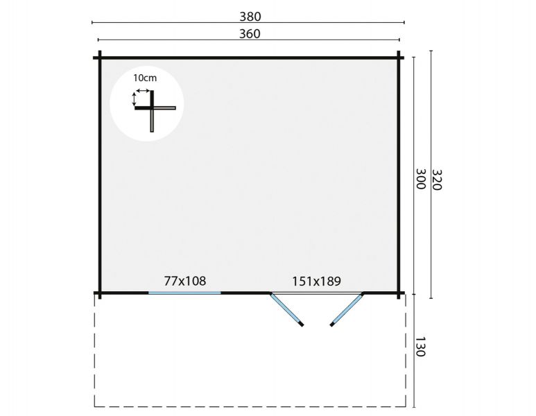 Blokhut Marbella 380x320 cm - red class wood geïmpregneerd