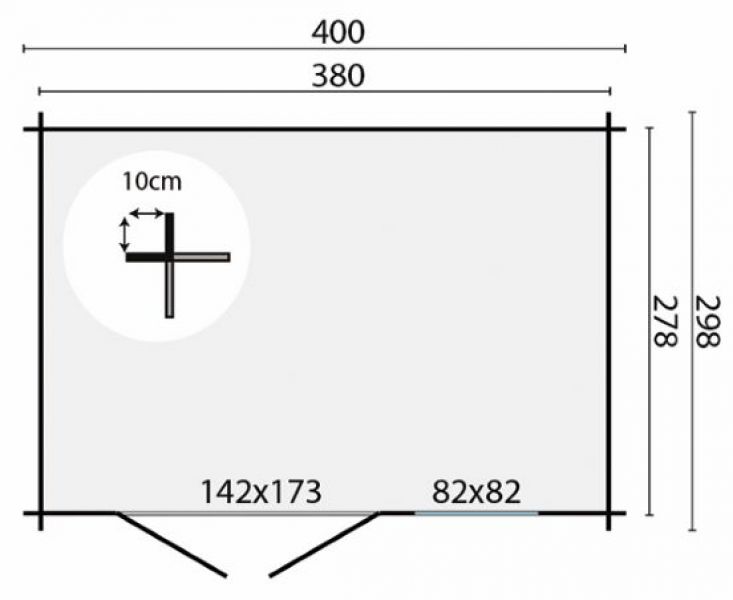 Plattegrond Blokhut Gorliz 400x300 cm