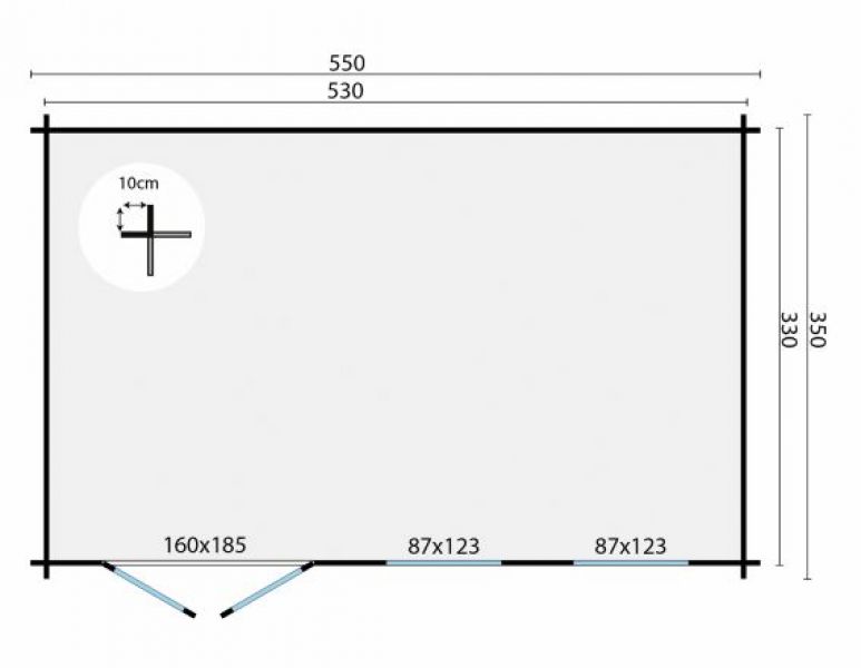 Plattegrond Blokhut Sophie 550x350 cm