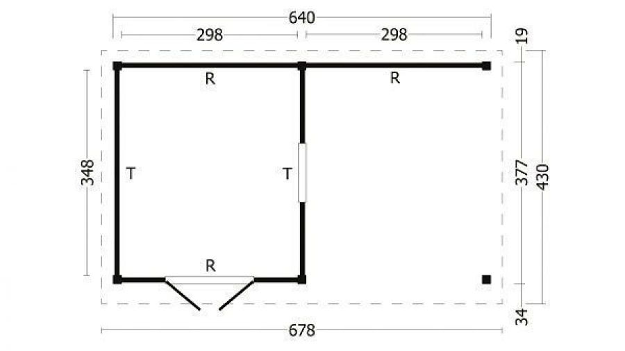 Lariks/Douglas Overkapping Oslo XL type 4 678x430cm plattegrond