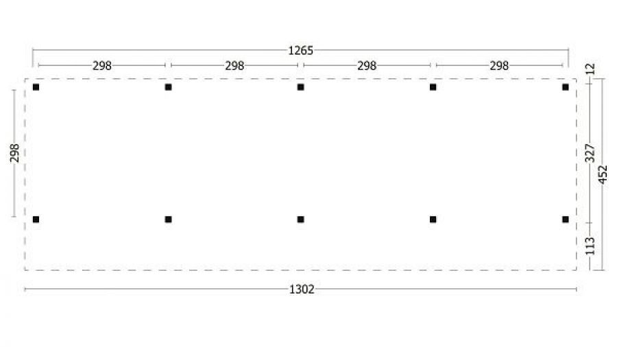 Lariks/Douglas Kapschuur Bergen XL type 9 1302x452 cm plattegrond