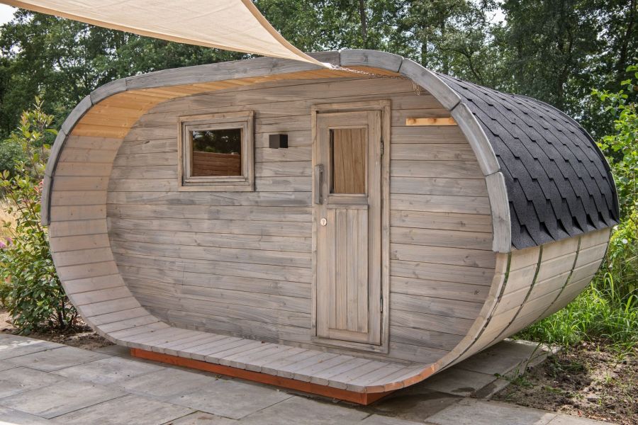 Barrelsauna Ovaal 405x240 cm - Vurenhout