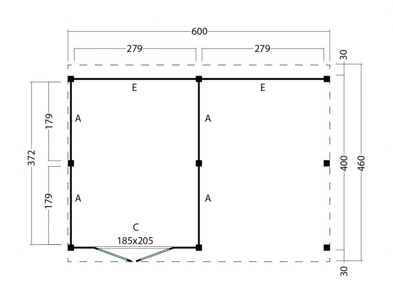 Kapschuur Billund XL Type 3 Red Class Wood 600x460 cm - geïmpregneerd