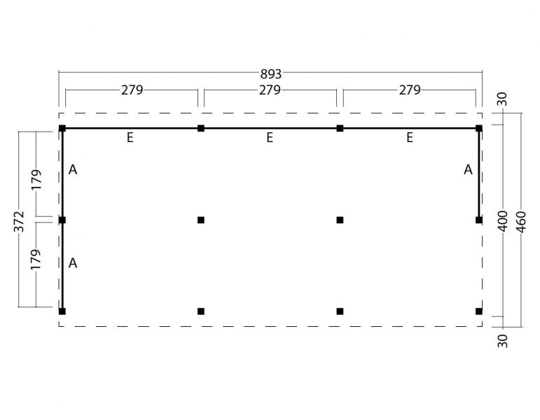 Kapschuur Billund XL Type 6 Red Class Wood 893x460 cm - zwart gespoten