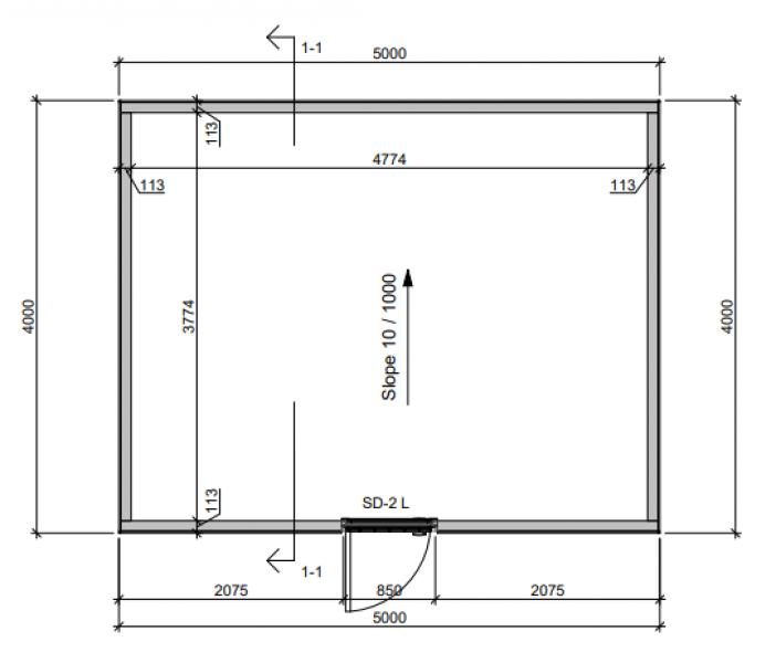 Poolhouse Trendy 500x400 cm - onbehandeld