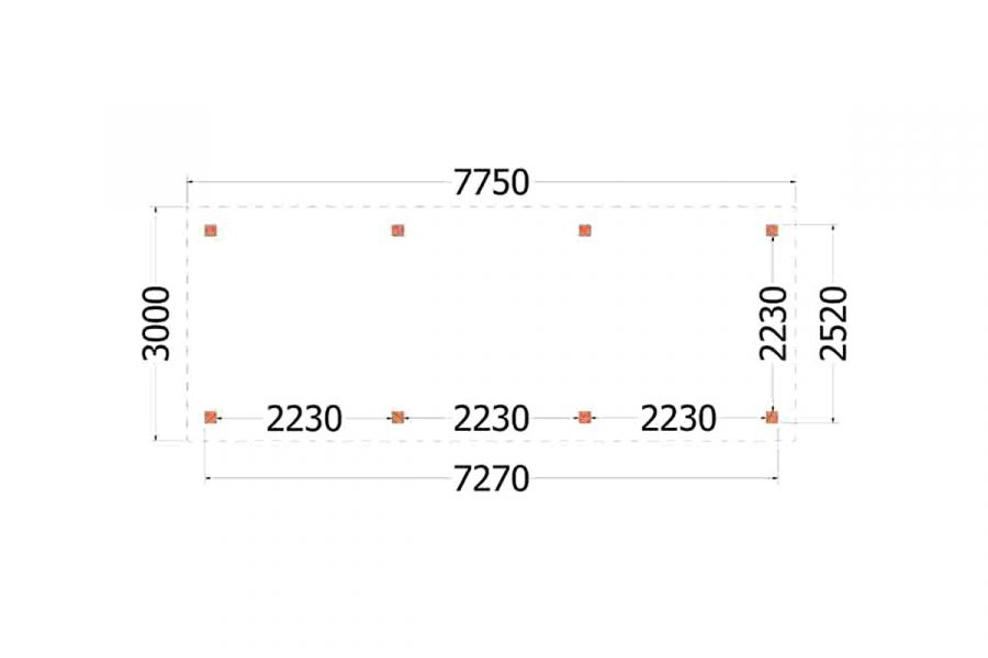 Overkapping Siena 775x300 cm