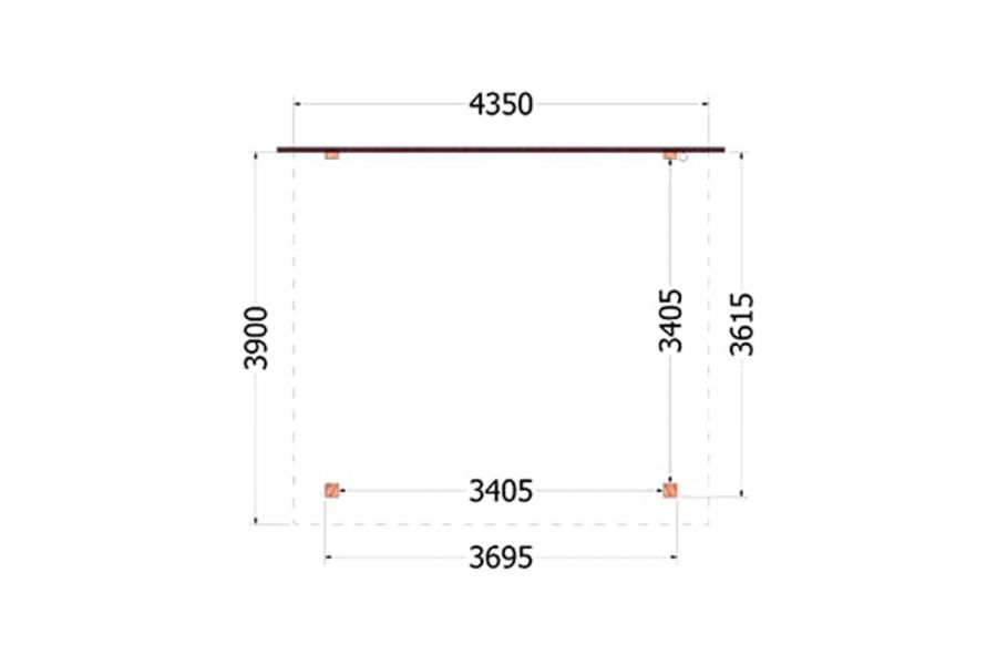 Aanbouwveranda Lucca 435x390 cm - Plat dak