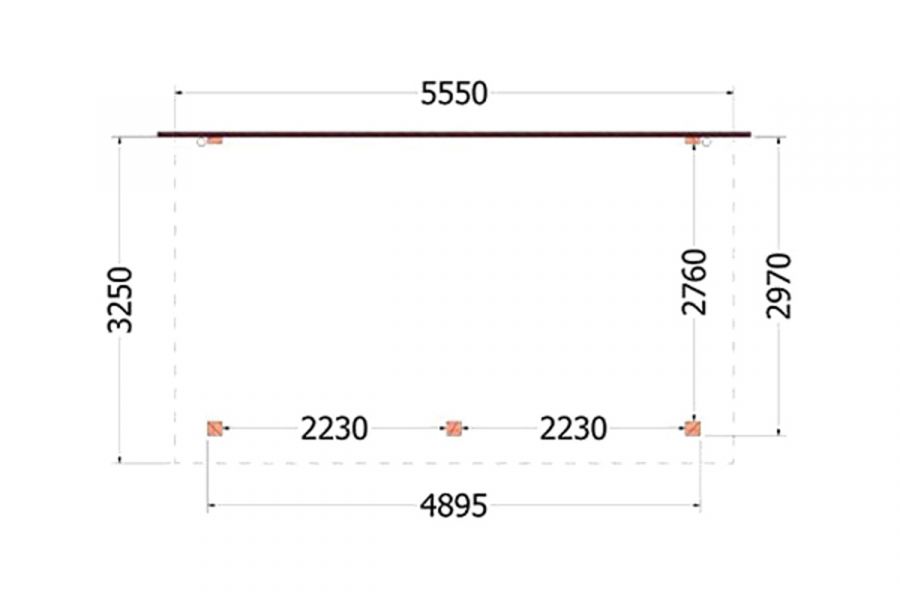 Aanbouwveranda Lucca 555x325 cm - Plat dak