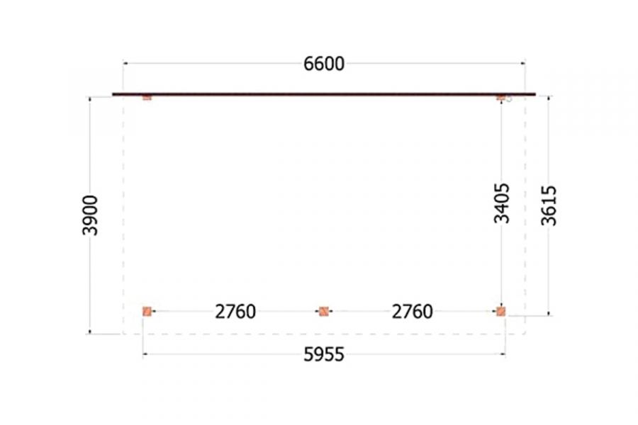 Aanbouwveranda Lucca 660x390 cm - Plat dak