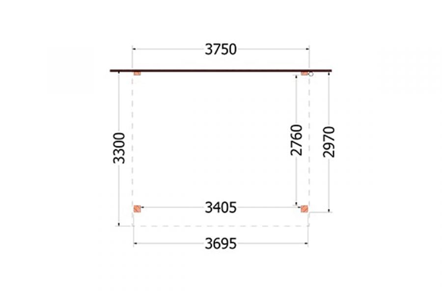 Aanbouwveranda Ancona 375x330 cm - plat dak