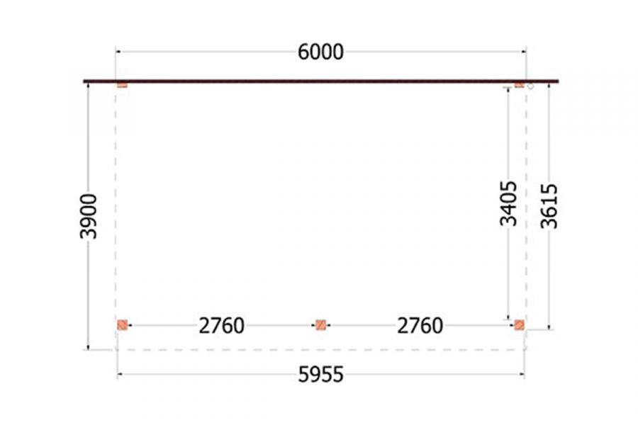 Aanbouwveranda Ancona 600x390 cm - plat dak