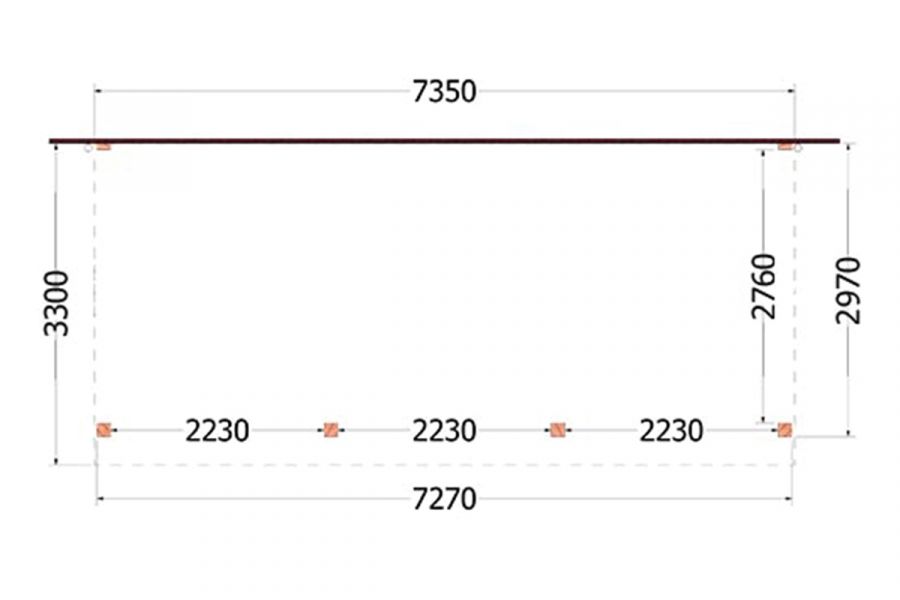 Aanbouwveranda Ancona 735x330 cm - plat dak