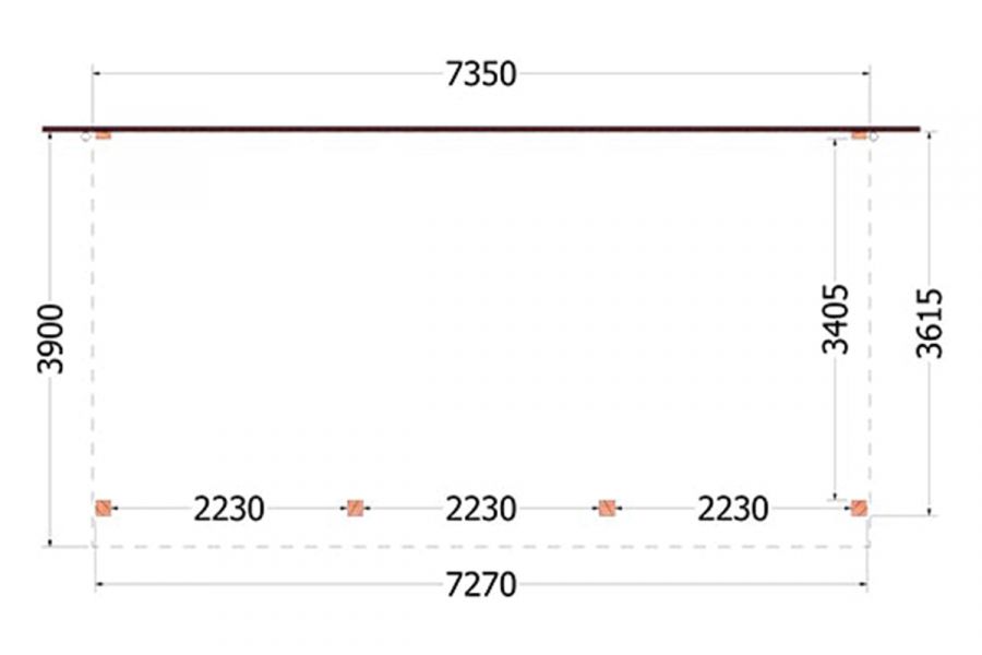 Aanbouwveranda Ancona 735x390 cm - plat dak