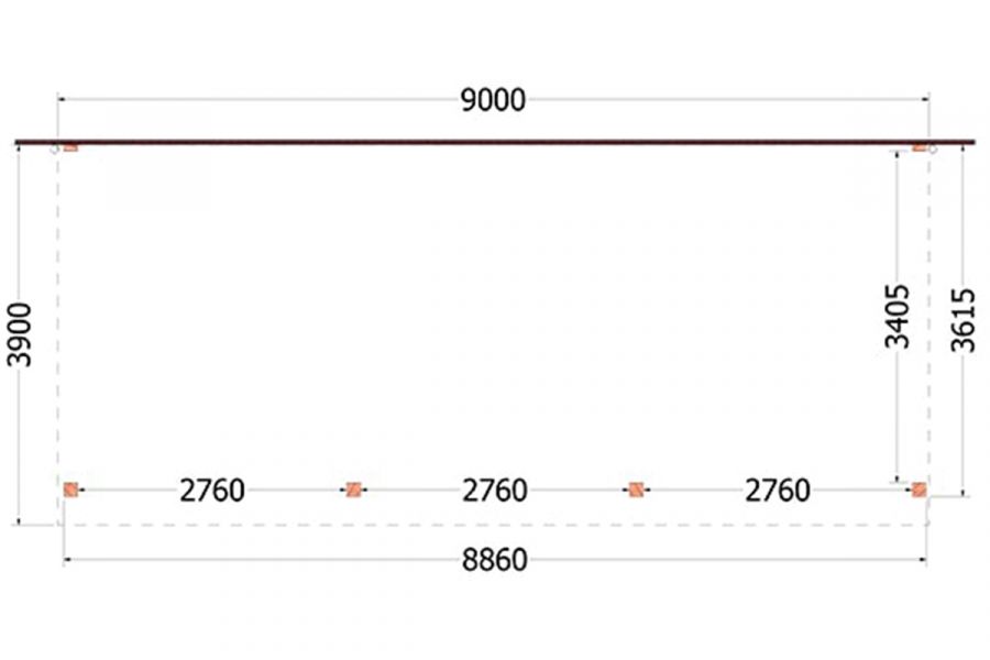 Aanbouwveranda Ancona 900x390 cm - plat dak