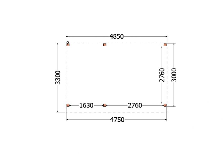 Overkapping Casa 485x330 cm - plattegrond