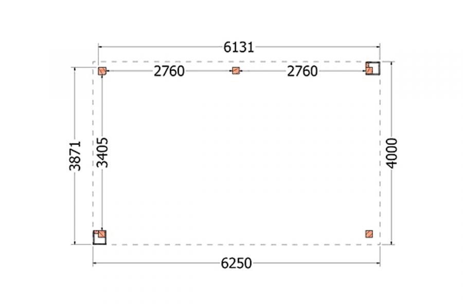 Buitenverblijf Verona 625x400 cm - Plat dak model links