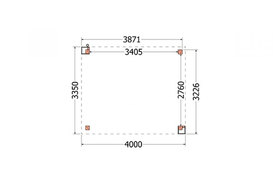 Buitenverblijf Verona 400x335 cm - Plat dak model rechts