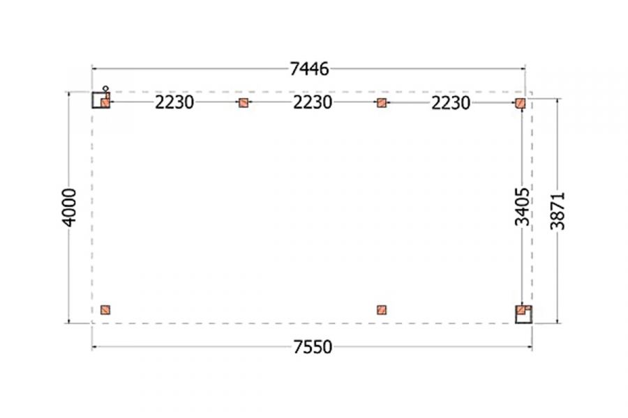 Buitenverblijf Verona 755x400 cm - Plat dak model rechts