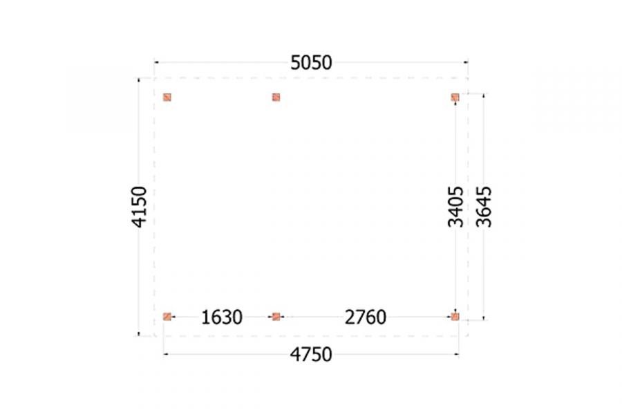 Overkapping Zadeldak Betula 505x415 cm