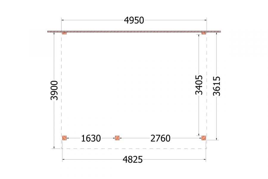 Aanbouwveranda Ancona 415x390 cm - plat dak model rechts