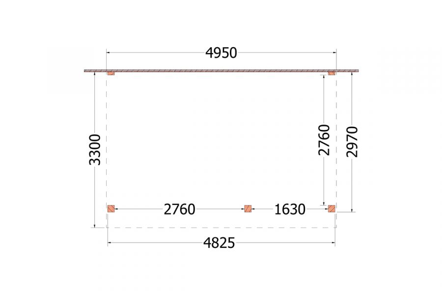 Aanbouwveranda Ancona 495x330 cm - plat dak model rechts