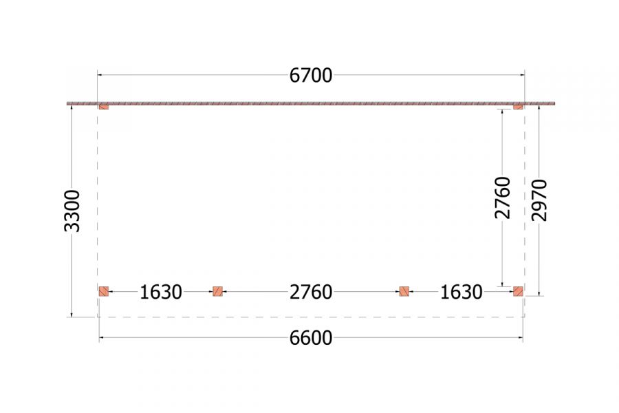 Aanbouwveranda Ancona 670x330 cm - plat dak