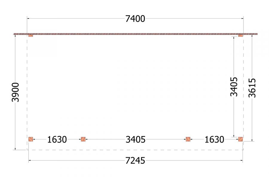 Aanbouwveranda Ancona 740x390 cm - plat dak