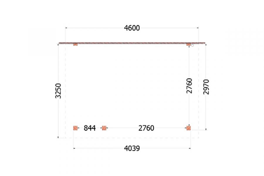 Aanbouwveranda Lucca 460x325 cm - Plat dak model links